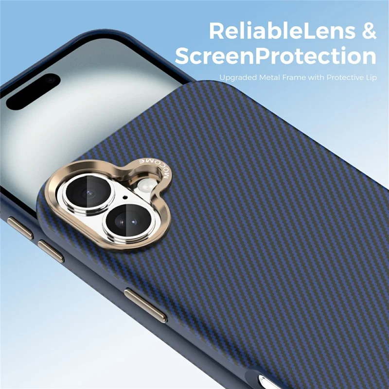 Für iPhone 16 Plus Hülle kompatibel mit MagSafe Kohlefaser-Optik stoßfest TPU PC Schutzhülle - Saphir