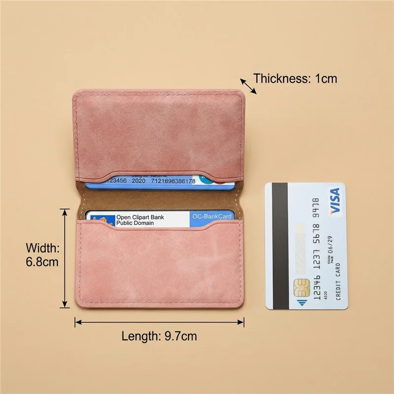 DENIOR V08+1 Vintage Magnetic Phone Card Wallet PU Leather Stand Holder - Pink
