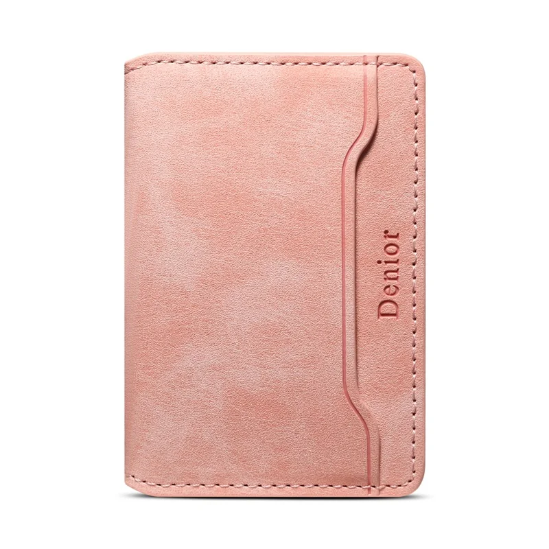 DENIOR V08+1 Vintage Magnetic Phone Card Wallet PU Leather Stand Holder - Pink
