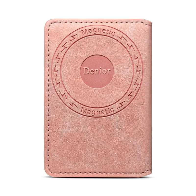 DENIOR V08+1 Vintage Magnetic Phone Card Wallet PU Leather Stand Holder - Pink