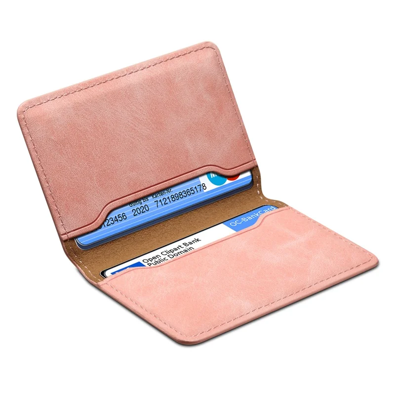 DENIOR V08+1 Vintage Magnetic Phone Card Wallet PU Leather Stand Holder - Pink