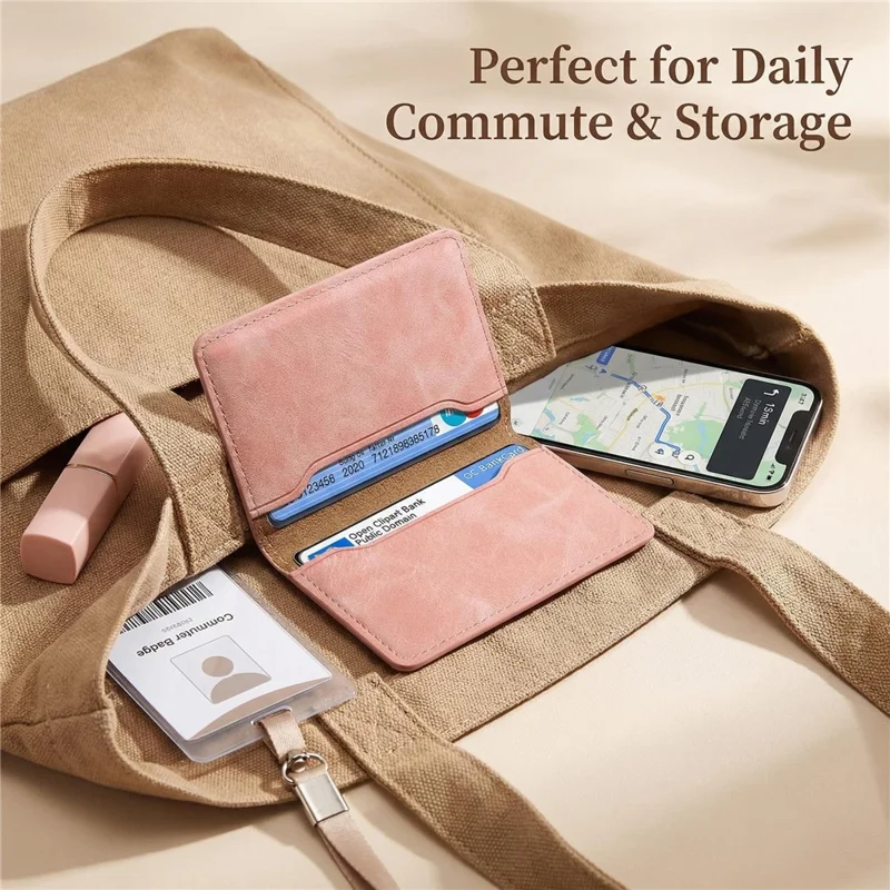 DENIOR V08+1 Vintage Magnetic Phone Card Wallet PU Leather Stand Holder - Pink