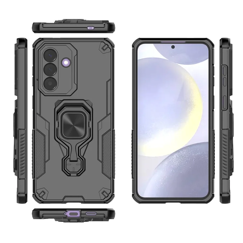Custodia per Samsung Galaxy A57 5G con Anello Girevole e Supporto Regolabile in Metallo, Protezione PC + TPU Antiurto - Nero
