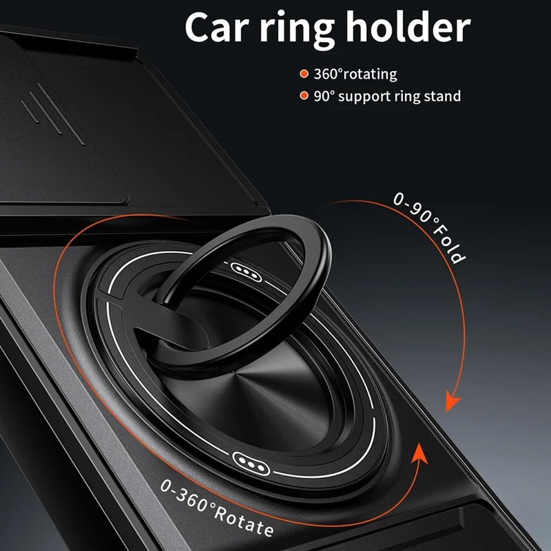 Magnetic Case For OnePlus Nord CE6 5G / Nord 6 5G / Turbo 6V 5G / Turbo 6 5G Ring Holder Foldable Kickstand TPU PC Phone Cover with Camera Lens Slider - Black