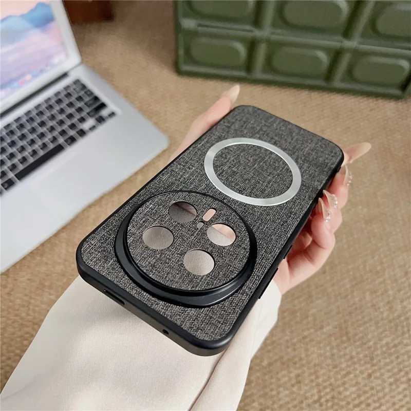 For Honor Magic8 Pro 5G Magnetic Case Drop-Proof TPU + Cloth Back Phone Cover - Black