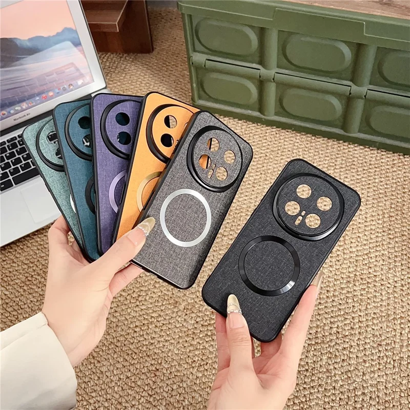 For Honor Magic8 Pro 5G Magnetic Case Drop-Proof TPU + Cloth Back Phone Cover - Black