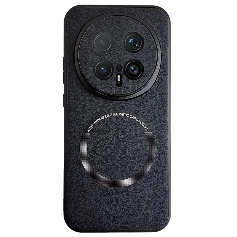 For Honor Magic8 Pro 5G Magnetic Case Anti-Drop PU Leather + PC Cover - Black