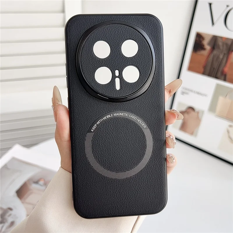 For Honor Magic8 Pro 5G Magnetic Case Anti-Drop PU Leather + PC Cover - Black