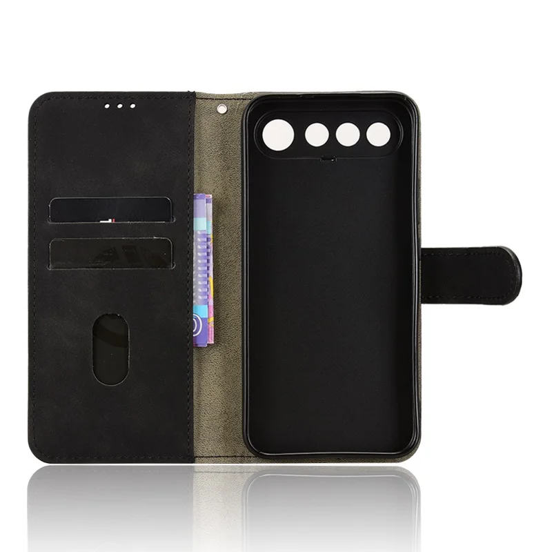 Étui en cuir pour Realme 16 5G, étui à rabat avec porte-cartes et support anti-chute, toucher peau, - Noir