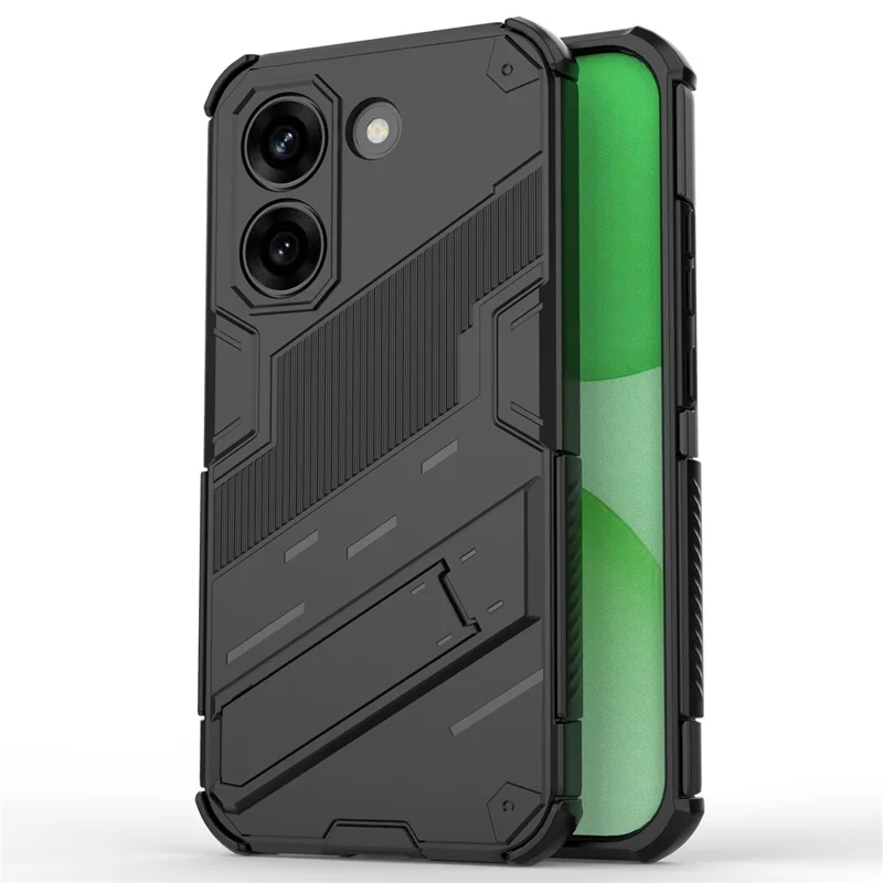 For Xiaomi Poco X8 Pro 5G  /  Redmi Turbo 5 5G Case PC + TPU Shockproof Phone Cover with Kickstand - Black