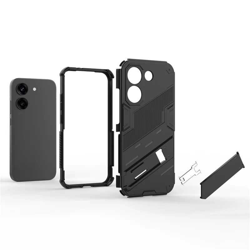 For Xiaomi Poco X8 Pro 5G  /  Redmi Turbo 5 5G Case PC + TPU Shockproof Phone Cover with Kickstand - Black