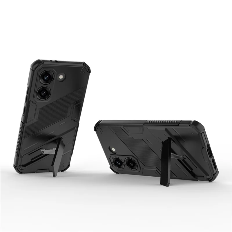 For Xiaomi Poco X8 Pro 5G  /  Redmi Turbo 5 5G Case PC + TPU Shockproof Phone Cover with Kickstand - Black