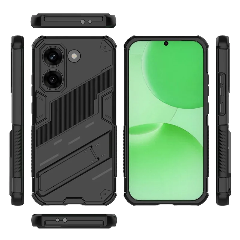 For Xiaomi Poco X8 Pro 5G  /  Redmi Turbo 5 5G Case PC + TPU Shockproof Phone Cover with Kickstand - Black