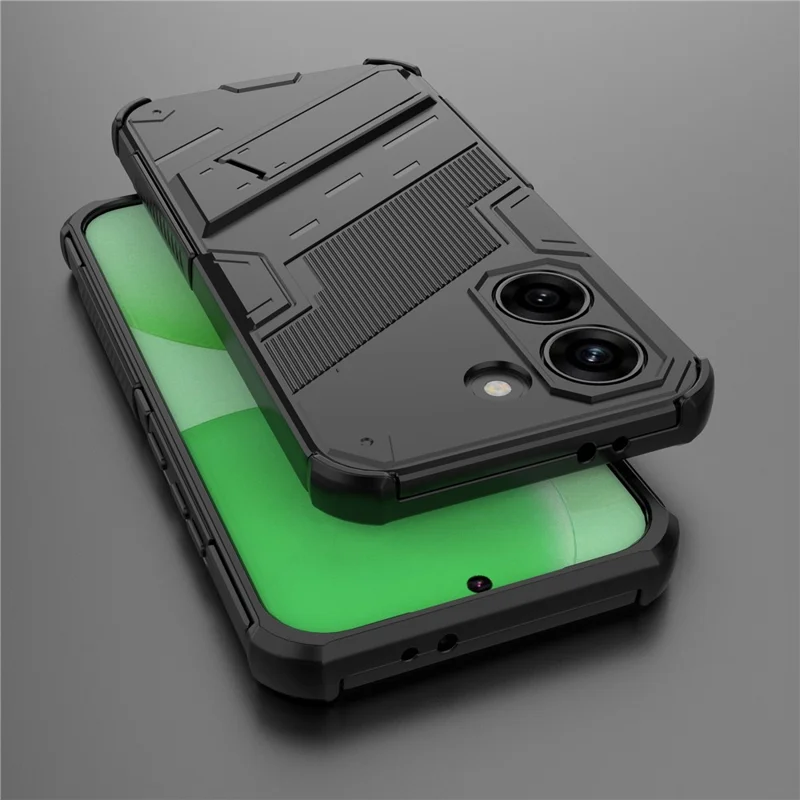 For Xiaomi Poco X8 Pro 5G  /  Redmi Turbo 5 5G Case PC + TPU Shockproof Phone Cover with Kickstand - Black