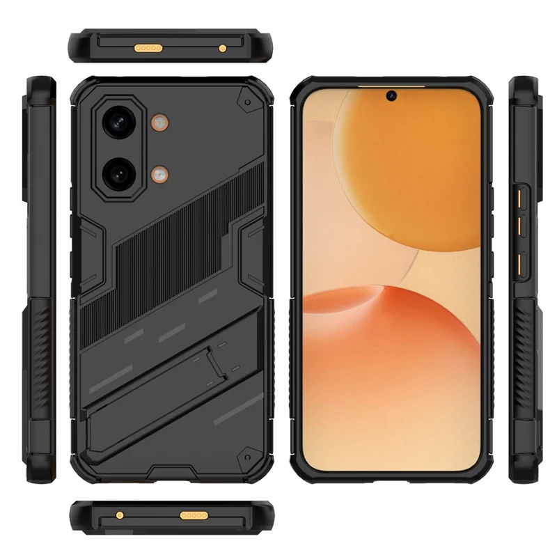 For Xiaomi Poco X8 Pro Max 5G  /  Redmi Turbo 5 Max 5G Case PC + TPU Shockproof Phone Cover with Kickstand - Black
