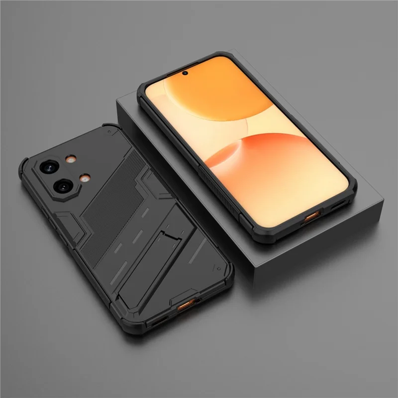 For Xiaomi Poco X8 Pro Max 5G  /  Redmi Turbo 5 Max 5G Case PC + TPU Shockproof Phone Cover with Kickstand - Black