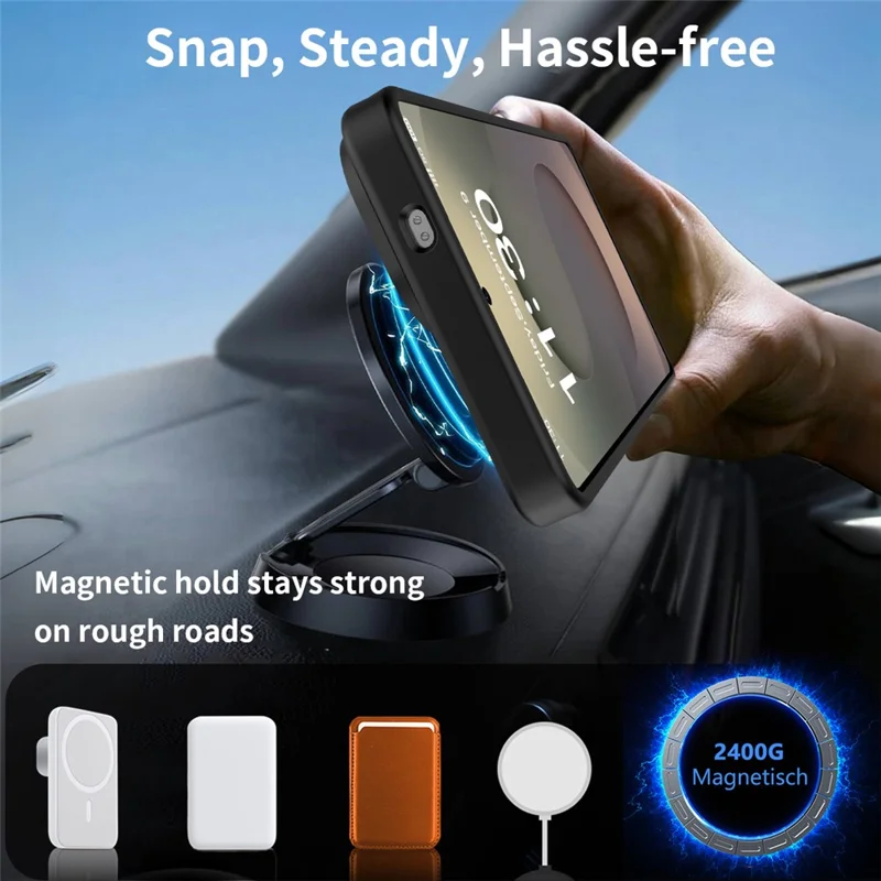 For Samsung Galaxy S26 Ultra Magnetic Case Kickstand Slim TPU PC Cover with Tempered Glass Screen Protector - Black