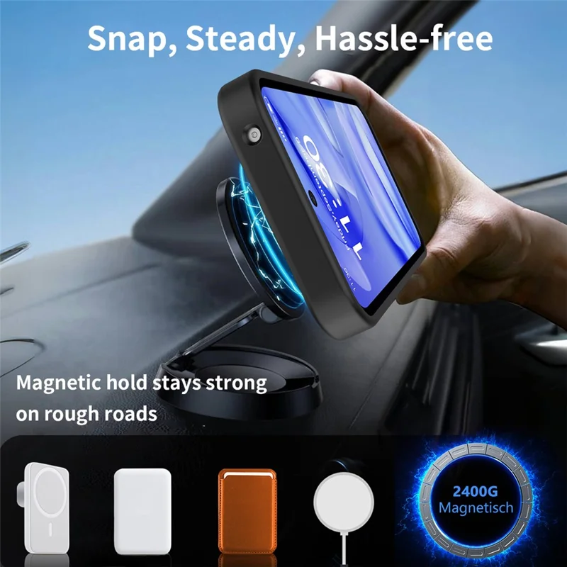 For Google Pixel 10a Magnetic Case Kickstand Slim TPU PC Cover with Tempered Glass Screen Protector - Black