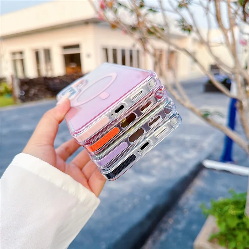 For Samsung Galaxy S26 Ultra Gradient Magnetic Case with Tempered Glass Screen Protector Shockproof TPU PC Clear Cover - Black