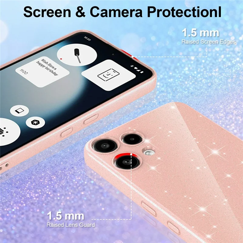 For Nothing Phone (3a) Lite 5G Magnetic Case Glitter TPU Shockproof Phone Cover with Lanyard - Pink