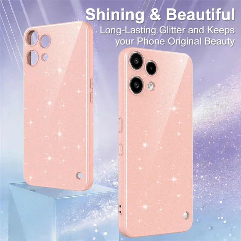 For Nothing Phone (3a) Lite 5G Magnetic Case Glitter TPU Shockproof Phone Cover with Lanyard - Pink