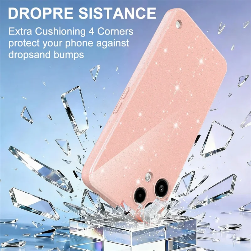 For Nothing Phone (3a) Lite 5G Magnetic Case Glitter TPU Shockproof Phone Cover with Lanyard - Pink
