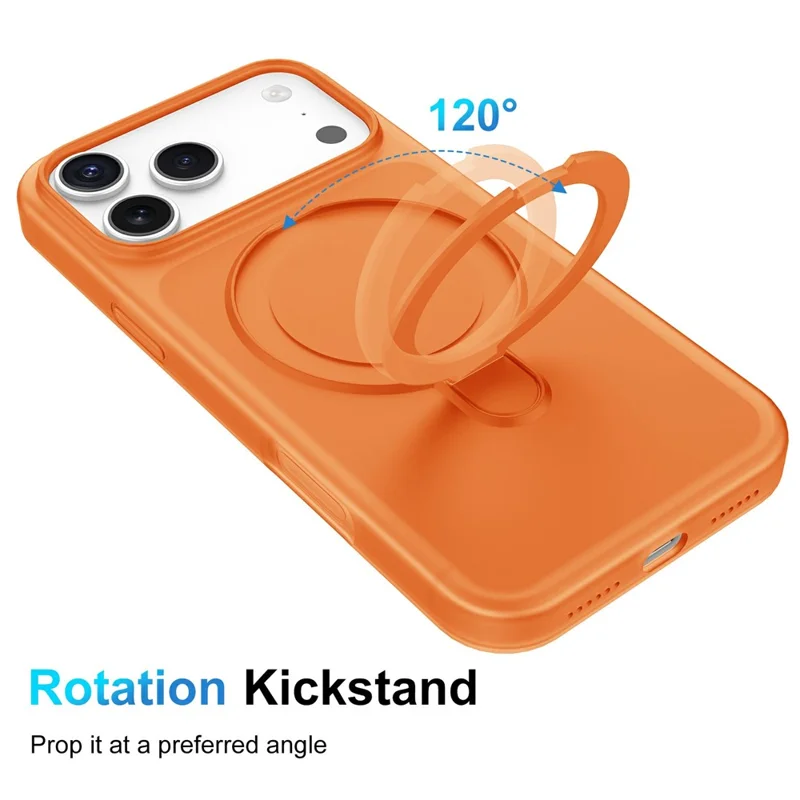 For iPhone 17 Pro Magnetic Case with Ring Holder Shockproof TPU PC Cover Compatible with Magsafe - Orange