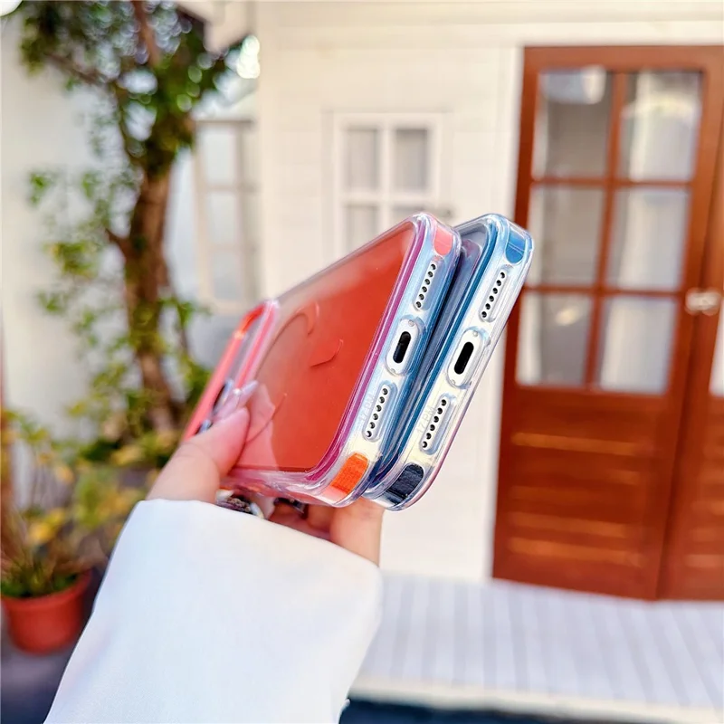 2Pcs for iPhone 17 Pro Gradient Magnetic Case with Tempered Glass Screen Protector Shockproof TPU PC Clear Cover - Orange