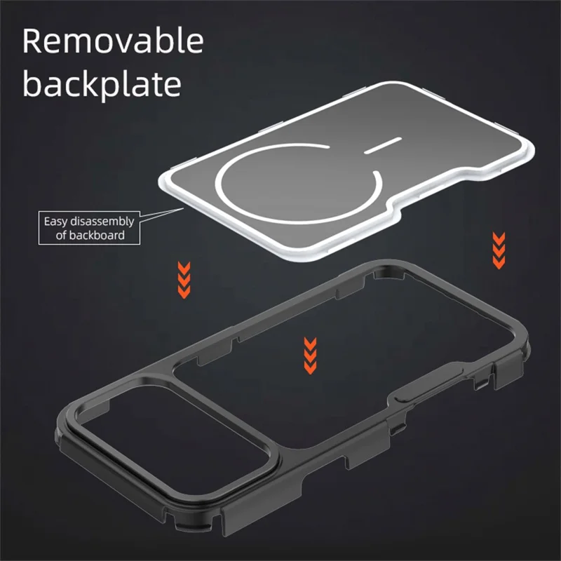 For iPhone 17 Pro Magnetic Case Removable Backplate Shockproof PC TPU Cover - Black