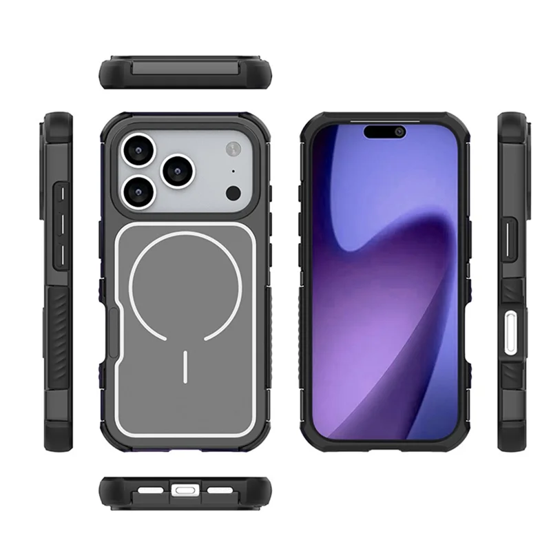 For iPhone 17 Pro Magnetic Case Removable Backplate Shockproof PC TPU Cover - Black