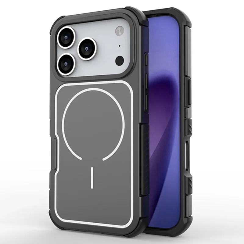 For iPhone 17 Pro Max Magnetic Case Removable Backplate Shockproof PC TPU Cover - Black