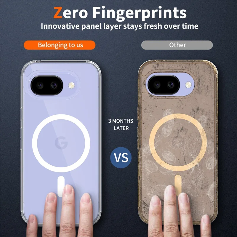 For Google Pixel 10a Magnetic Case Shockproof Acrylic Clear Cover with Tempered Glass Screen Protector - Transparent