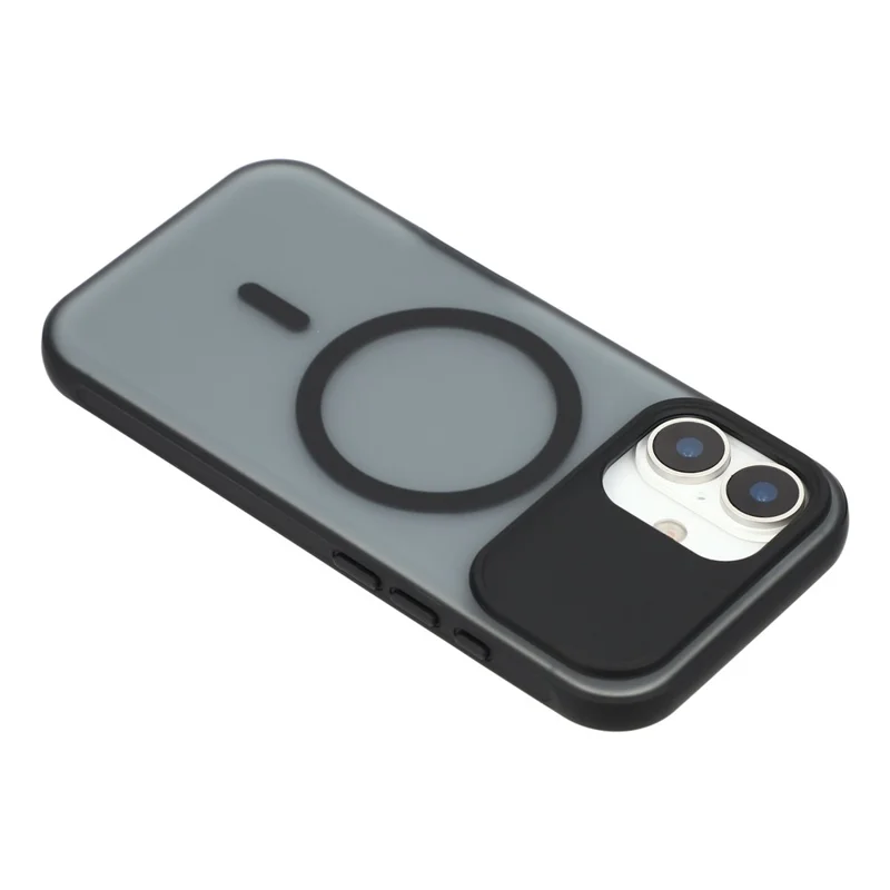 For iPhone 17 Magnetic Case Anti-fingerprint Soft-touch Shockproof  TPU + PC Cover - Black