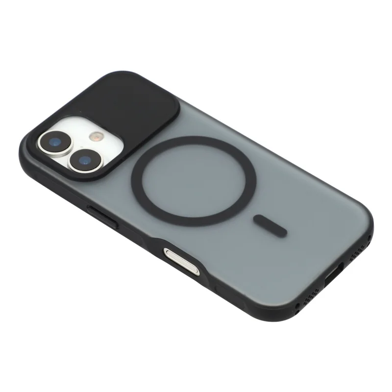 For iPhone 16 Magnetic Case Anti-fingerprint Soft-touch Shockproof  TPU + PC Cover - Black