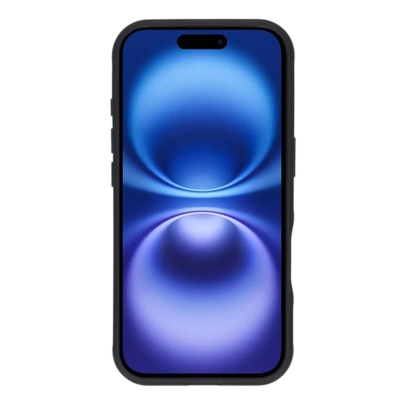 For iPhone 16 Magnetic Case Rotating Ring Kickstand PC + TPU Skin-touch Phone Cover - Transparent Black