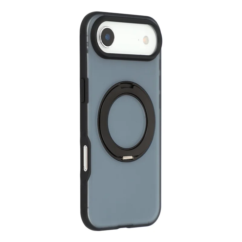 For iPhone Air Magnetic Case Rotating Ring Kickstand PC + TPU Skin-touch Phone Cover - Transparent Black