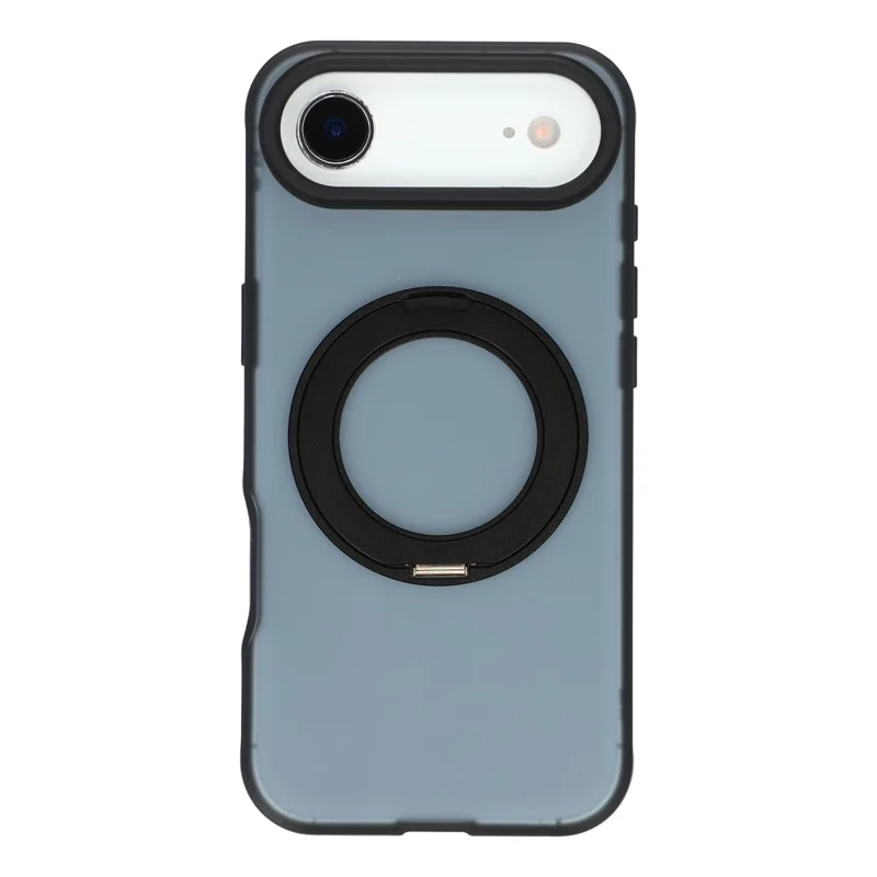 For iPhone Air Magnetic Case Rotating Ring Kickstand PC + TPU Skin-touch Phone Cover - Transparent Black