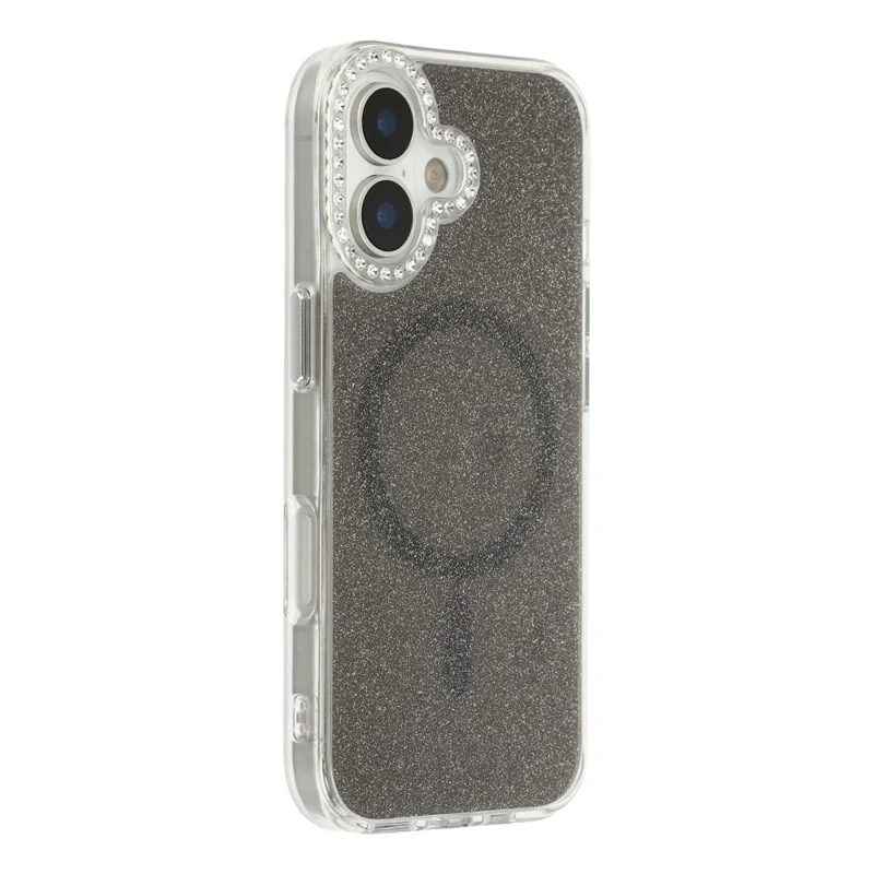 For iPhone 17 Starlight Glitter Magnetic Case TPU + PC Shockproof Cover Compatible with Magsafe - Transparent Black