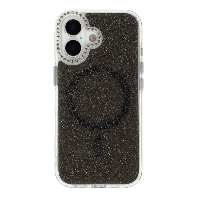 For iPhone 17 Starlight Glitter Magnetic Case TPU + PC Shockproof Cover Compatible with Magsafe - Transparent Black
