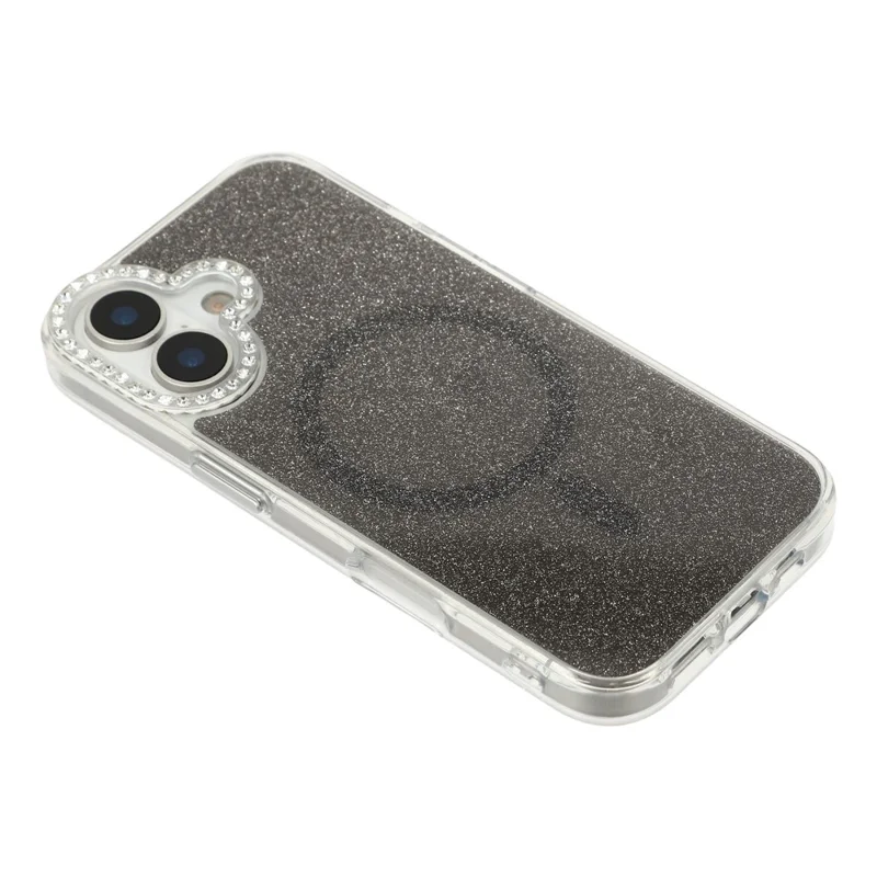 For iPhone 17 Starlight Glitter Magnetic Case TPU + PC Shockproof Cover Compatible with Magsafe - Transparent Black