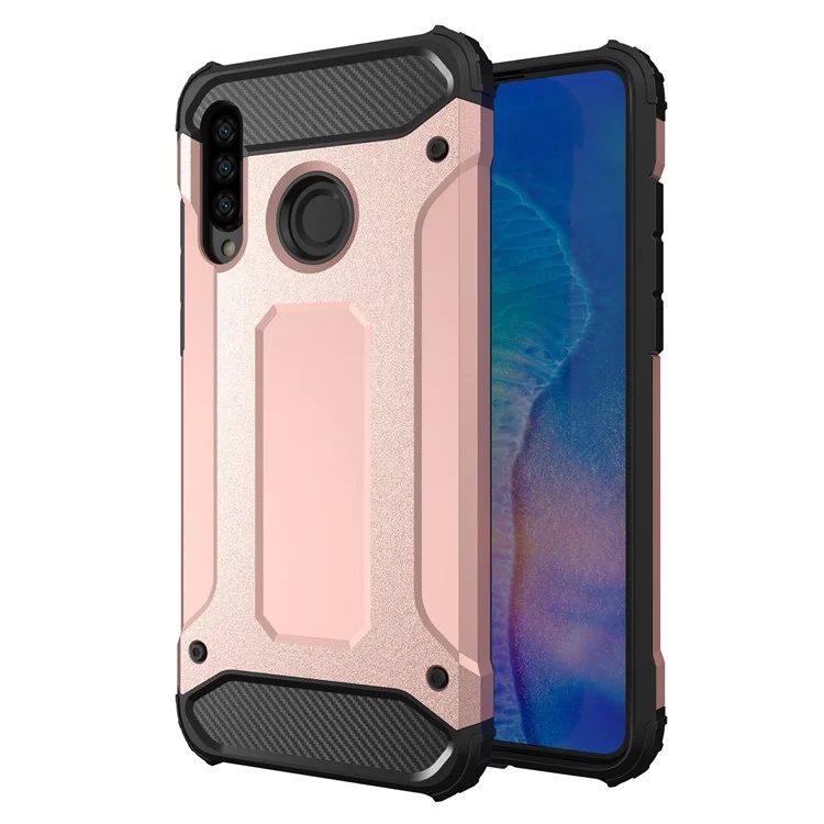 For Huawei P30 Lite / P30 Lite New Edition / Nova 4e Anti-fading Phone Cover Shockproof TPU + PC Back Shell Cell Phone Case - Rose Gold