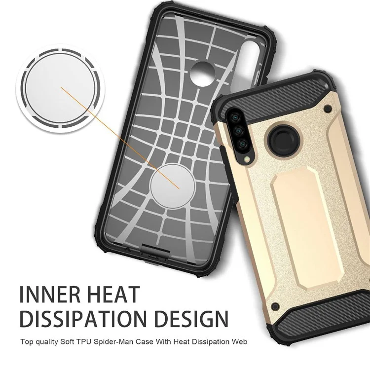 For Huawei P30 Lite / P30 Lite New Edition / Nova 4e Anti-fading Phone Cover Shockproof TPU + PC Back Shell Cell Phone Case - Rose Gold