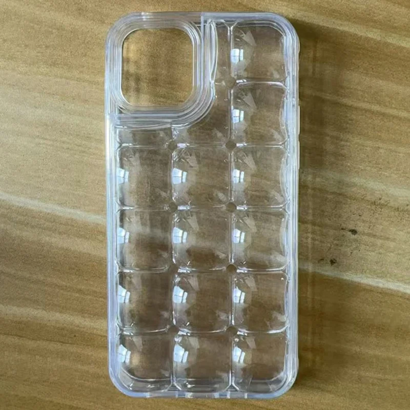 For iPhone 14 / 13 Case Detachable DIY Ice Cube Grid TPE Phone Cover - Transparent