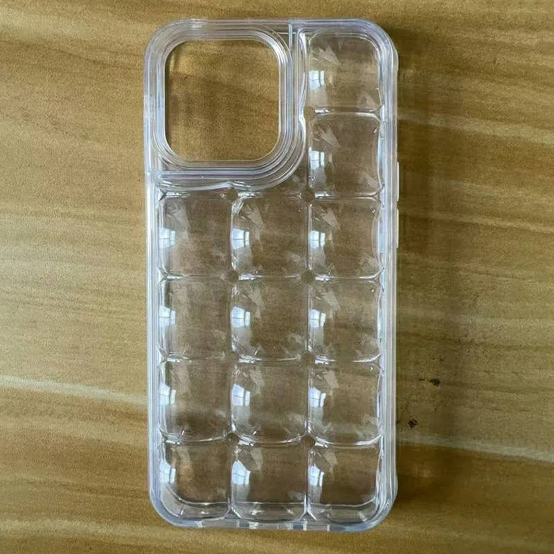 Voor iPhone 13 Pro Hoesje Afneembaar DIY Ijsblokjesraster TPE Telefoonhoes - Transparant