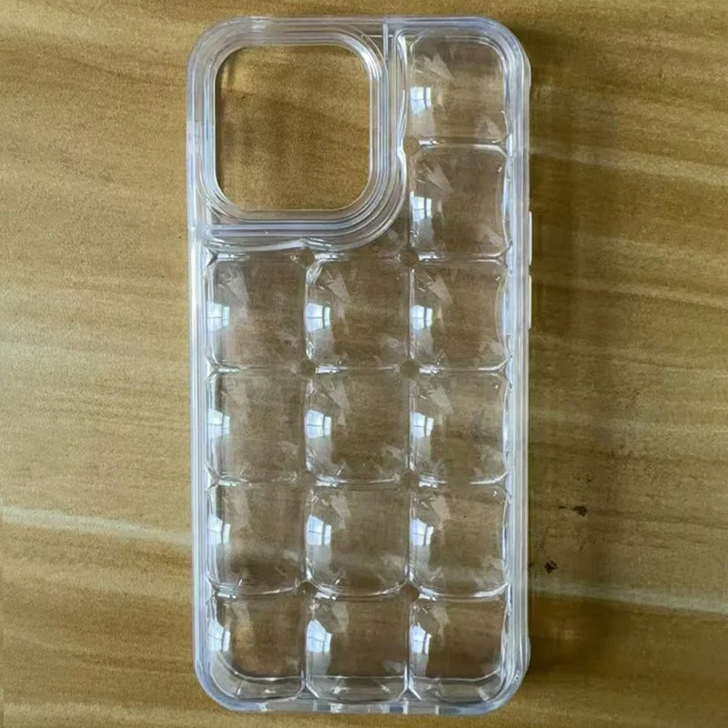 For iPhone 13 Pro Max Case Detachable DIY Ice Cube Grid TPE Phone Cover - Transparent