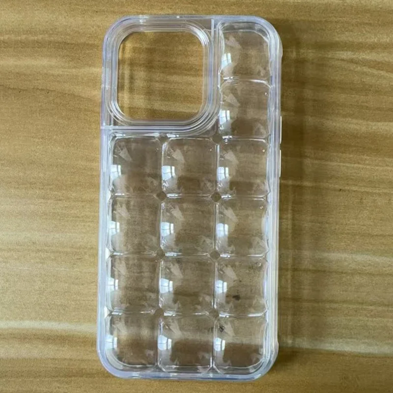 For iPhone 14 Pro Max Case Detachable DIY Ice Cube Grid TPE Phone Cover - Transparent