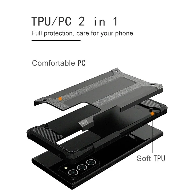For Samsung Galaxy Note20 Ultra 5G / 4G Anti-scratch TPU + PC Phone Back Cover Case Mobile Phone Shell - Black