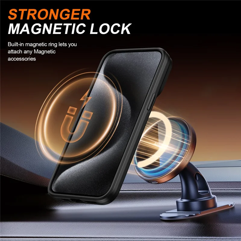 Чехол для iPhone 12 Pro Max / 13 Pro Max магнитный с кольцом-подставкой и слайдером камеры гибридный из ТПУ и поликарбоната - Черный