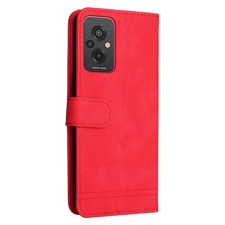 For Xiaomi Redmi 11 Prime 4G Leather Wallet Cases Skin Touch Phone Cover Stand with Strap - Red