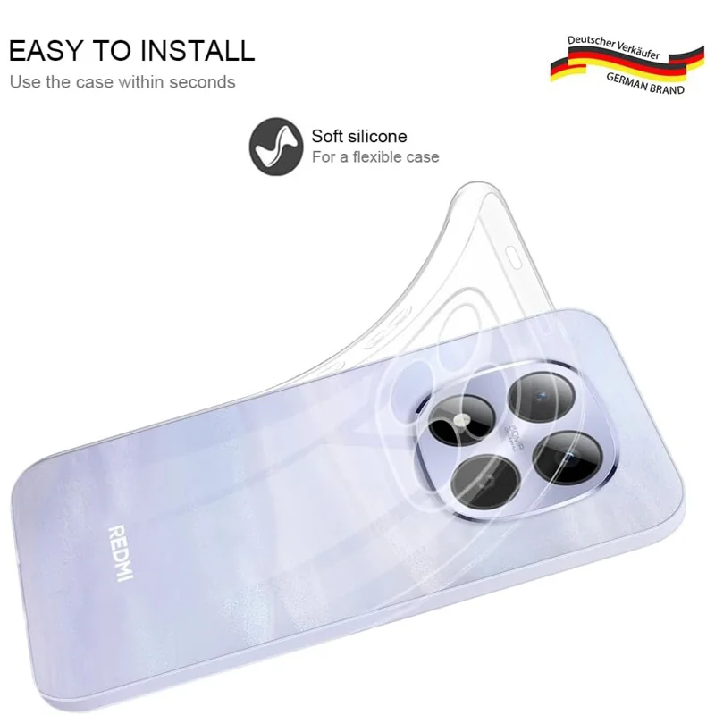 For Xiaomi Redmi Note 15 Pro 5G (Global) Case Anti-Fingerprint Crystal Clear TPU Phone Cover